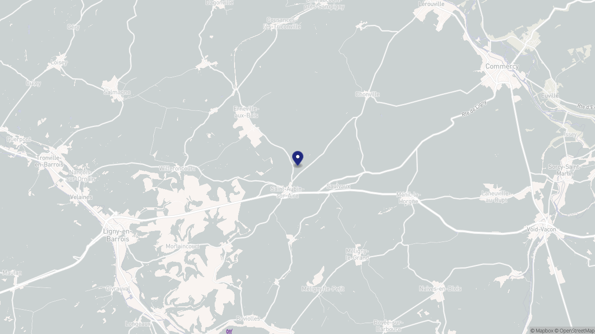 Aperçu cartographique de Saint-Aubin-sur-Aire, centré sur la commune