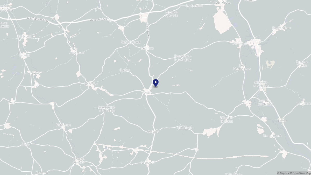 Aperçu cartographique de Souilly, centré sur la commune