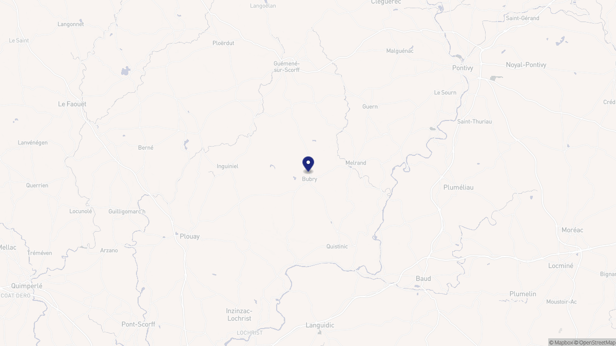 Aperçu cartographique de Bubry, centré sur la commune
