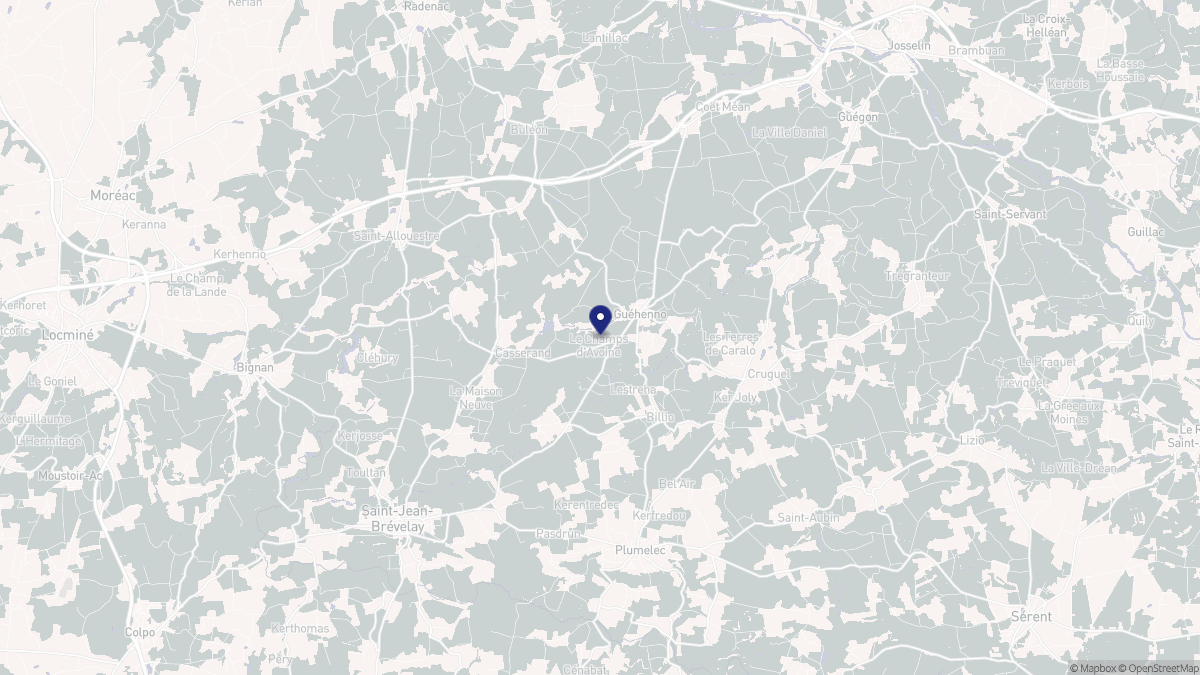 Aperçu cartographique de Guéhenno, centré sur la commune