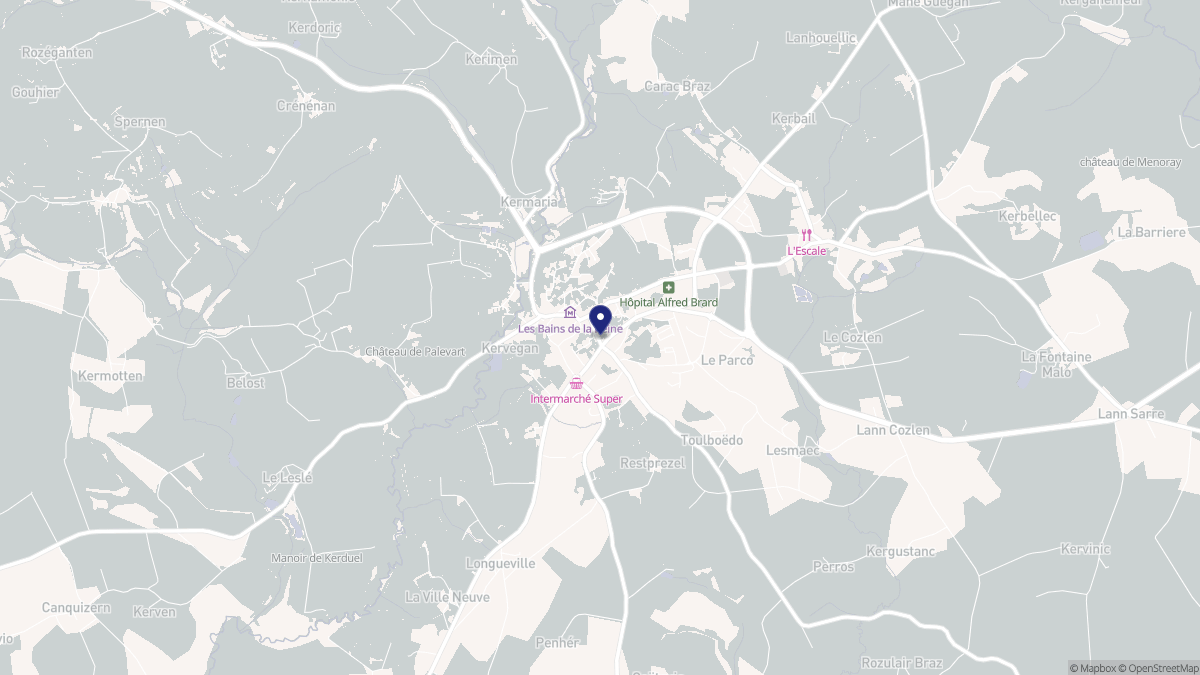 Aperçu cartographique de Guémené-sur-Scorff, centré sur la commune