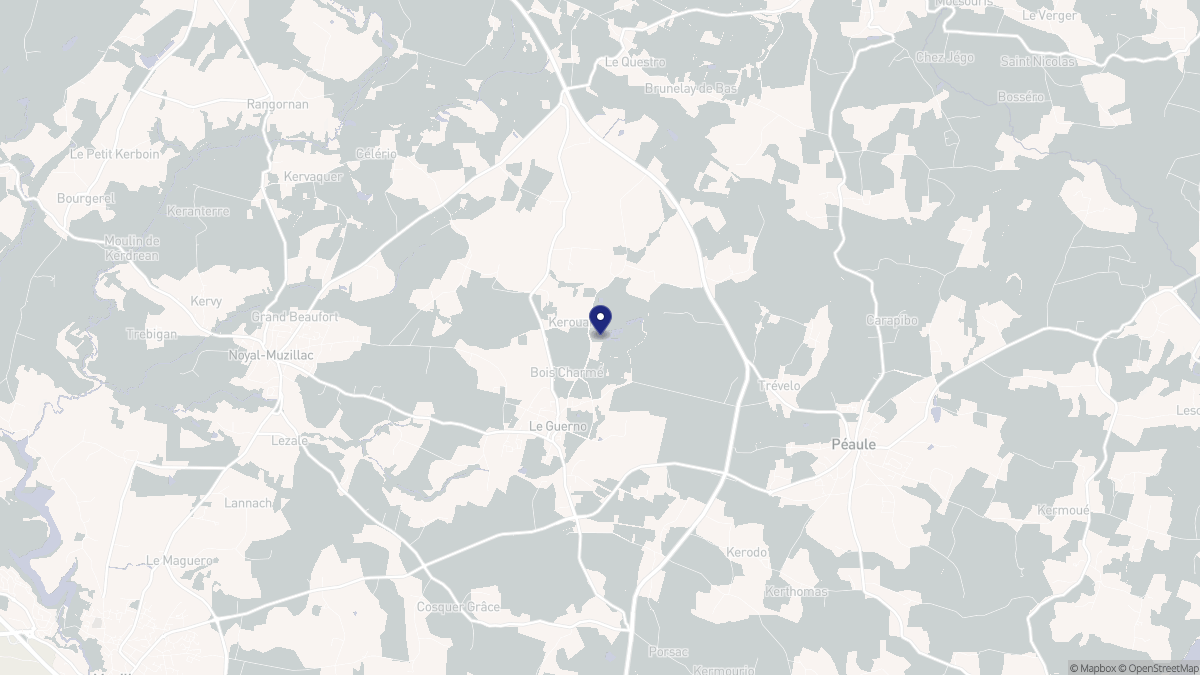 Aperçu cartographique de Le Guerno, centré sur la commune