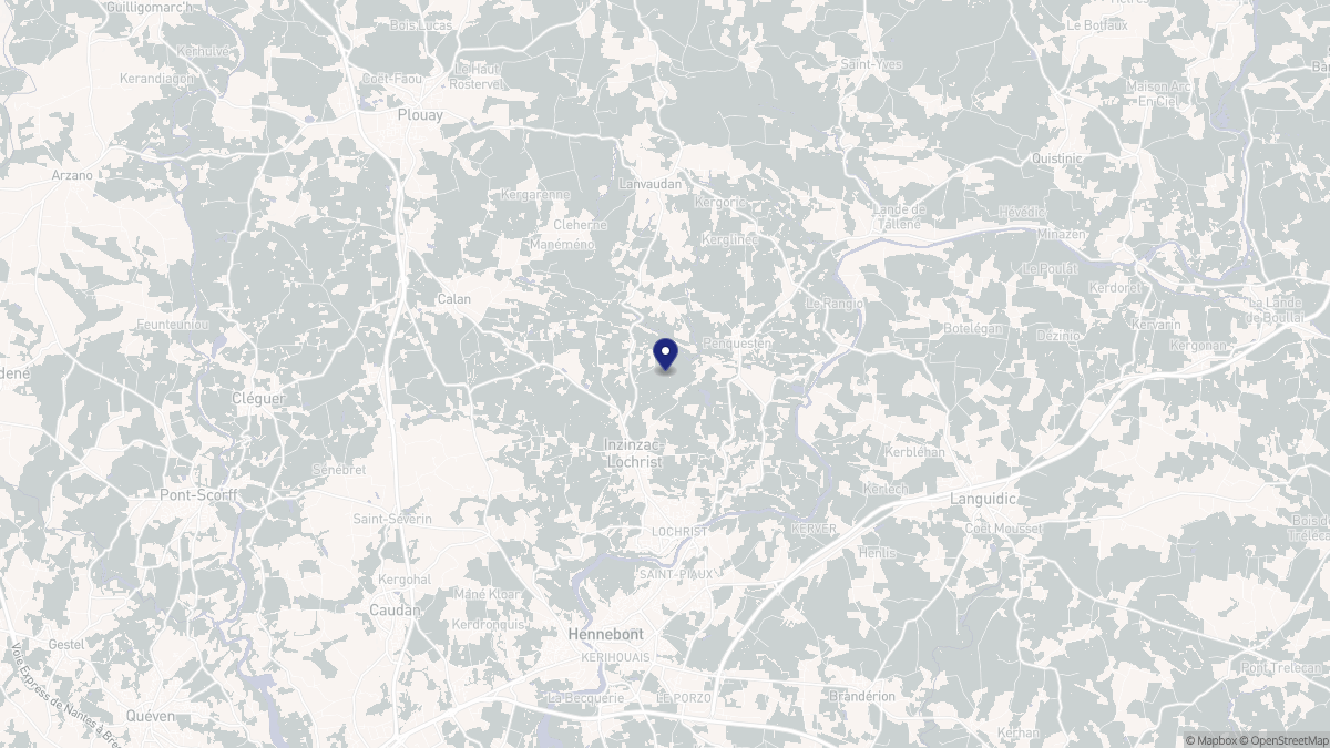 Aperçu cartographique de Inzinzac-Lochrist, centré sur la commune