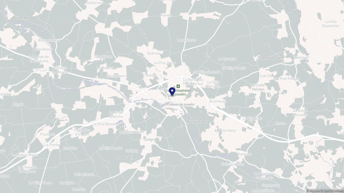Aperçu cartographique de Josselin, centré sur la commune