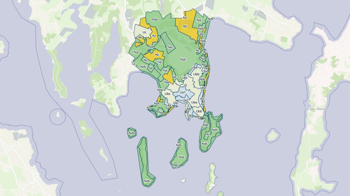 Aperçu cartographique de Larmor-Baden, centré sur la commune