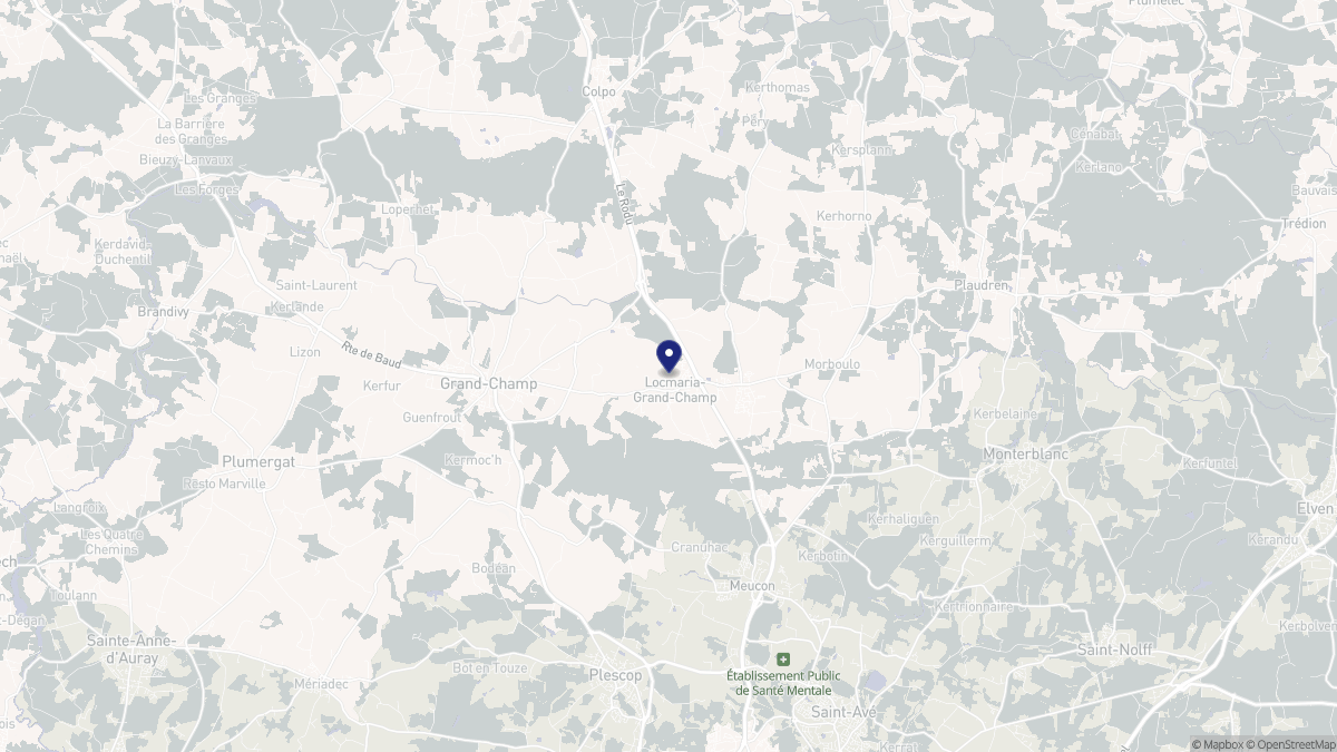 Aperçu cartographique de Locmaria-Grand-Champ, centré sur la commune