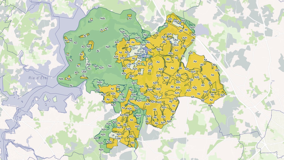 Aperçu cartographique de Locoal-Mendon, centré sur la commune