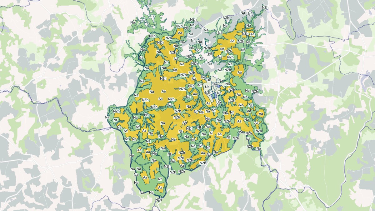 Aperçu cartographique de Meslan, centré sur la commune