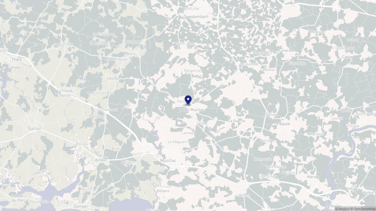 Aperçu cartographique de Noyal-Muzillac, centré sur la commune