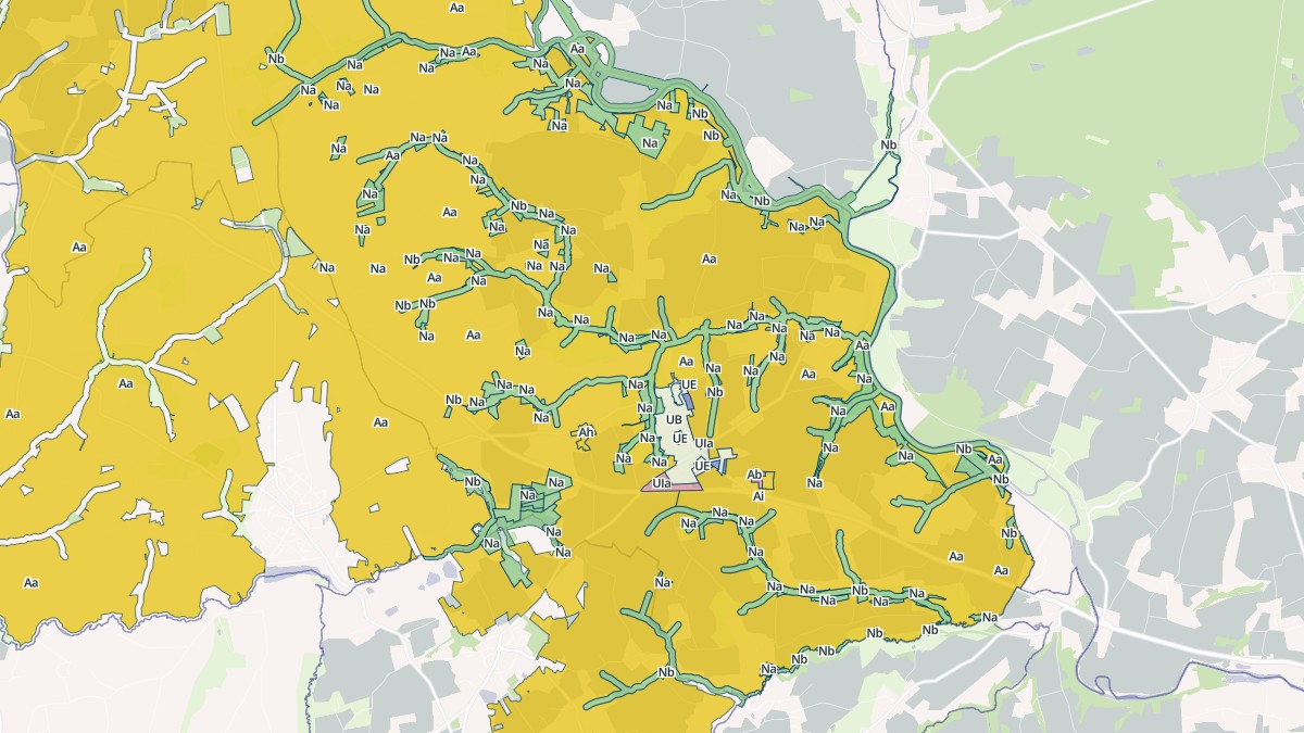 Aperçu cartographique de Pleugriffet, centré sur la commune