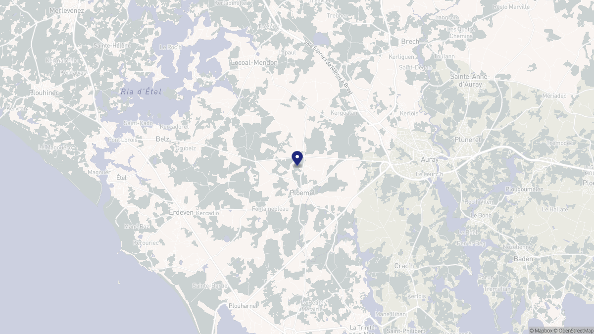 Aperçu cartographique de Ploemel, centré sur la commune
