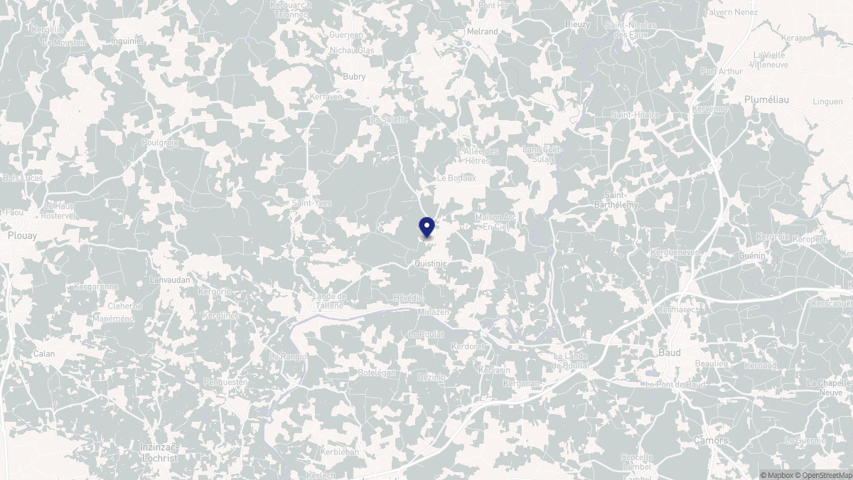 Aperçu cartographique de Quistinic, centré sur la commune