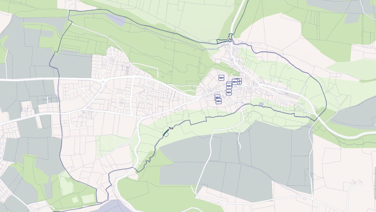 Aperçu cartographique de Rochefort-en-Terre, centré sur la commune
