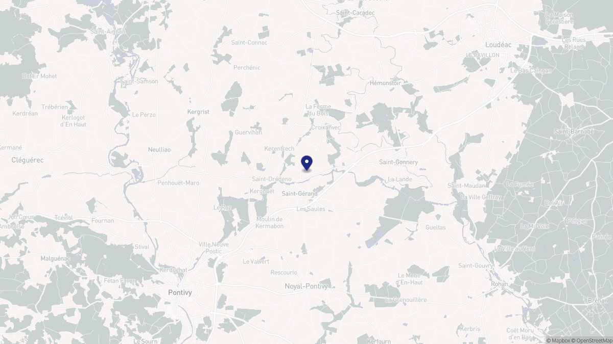 Aperçu cartographique de Saint-Gérand-Croixanvec, centré sur la commune