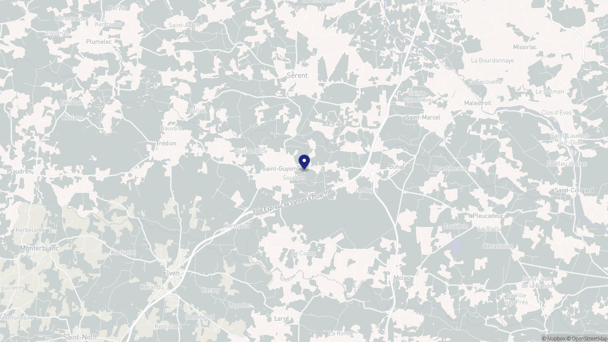 Aperçu cartographique de Saint-Guyomard, centré sur la commune