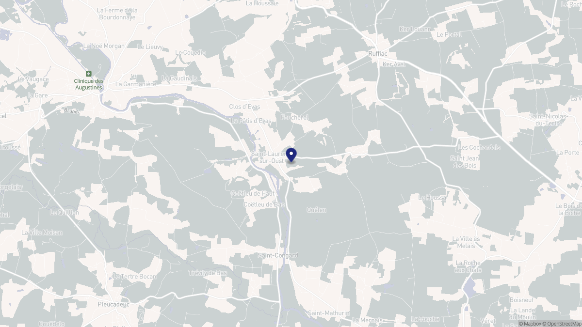 Aperçu cartographique de Saint-Laurent-sur-Oust, centré sur la commune