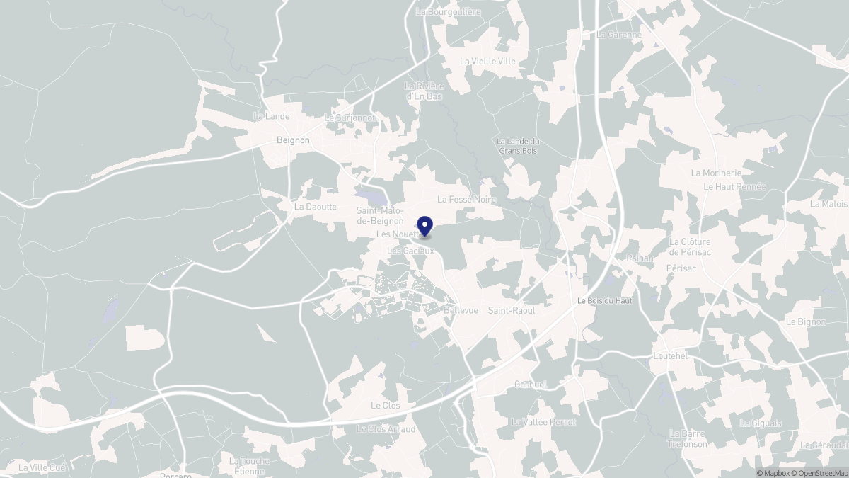 Aperçu cartographique de Saint-Malo-de-Beignon, centré sur la commune