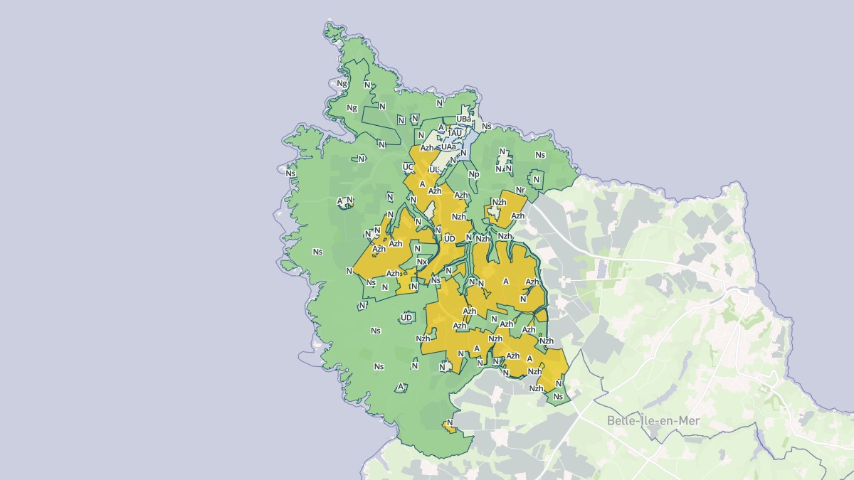 Aperçu cartographique de Sauzon, centré sur la commune