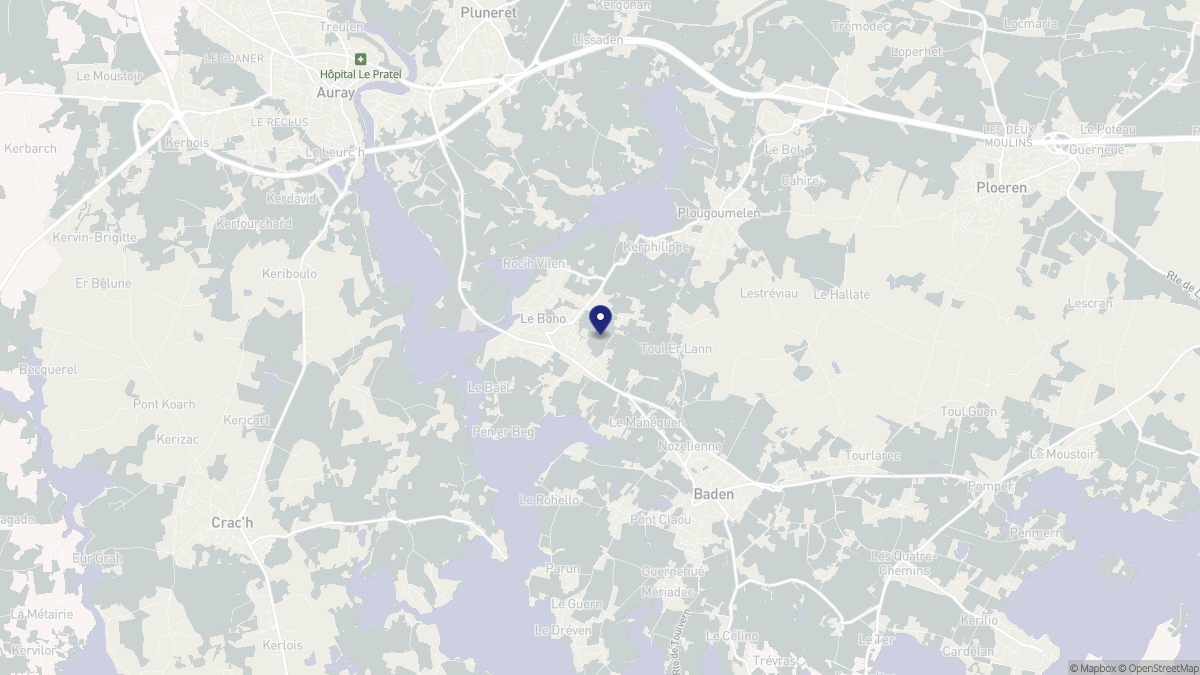 Aperçu cartographique de Le Bono, centré sur la commune