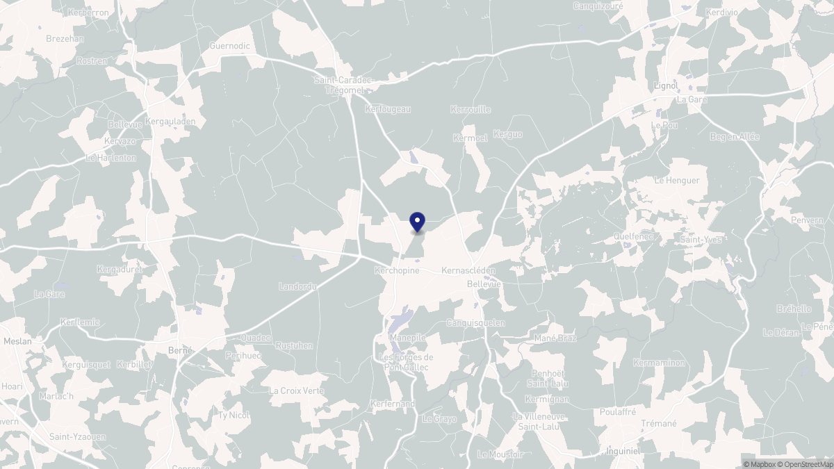 Aperçu cartographique de Kernascléden, centré sur la commune