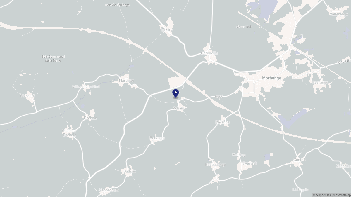 Aperçu cartographique de Achain, centré sur la commune