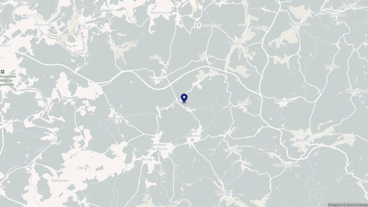 Aperçu cartographique de Bettviller, centré sur la commune