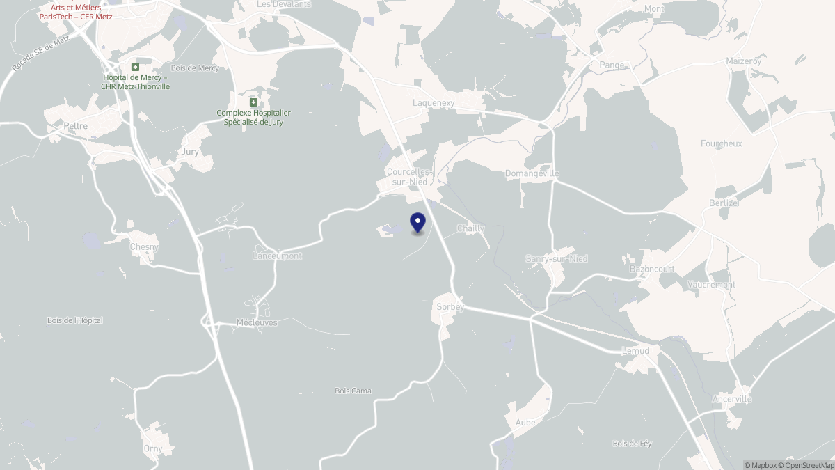 Aperçu cartographique de Courcelles-sur-Nied, centré sur la commune