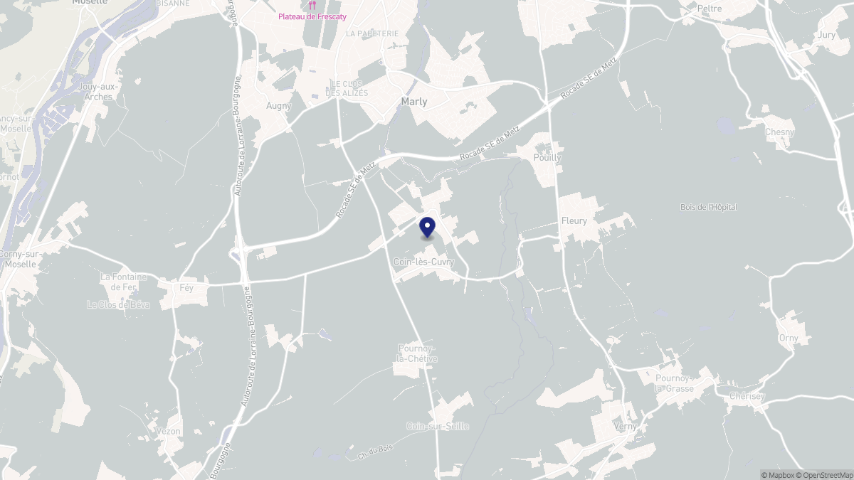 Aperçu cartographique de Cuvry, centré sur la commune