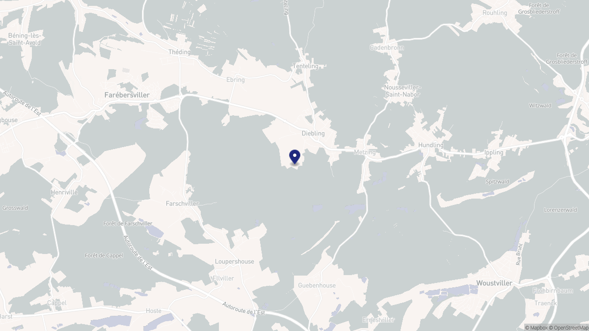 Aperçu cartographique de Diebling, centré sur la commune