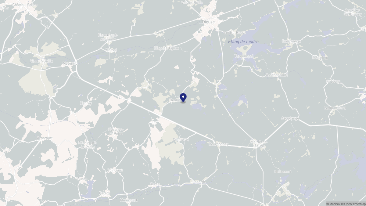 Aperçu cartographique de Donnelay, centré sur la commune
