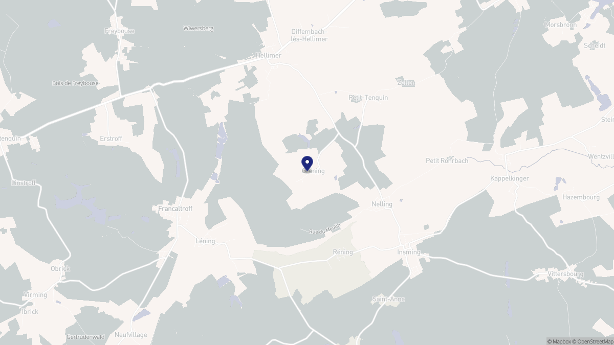 Aperçu cartographique de Gréning, centré sur la commune