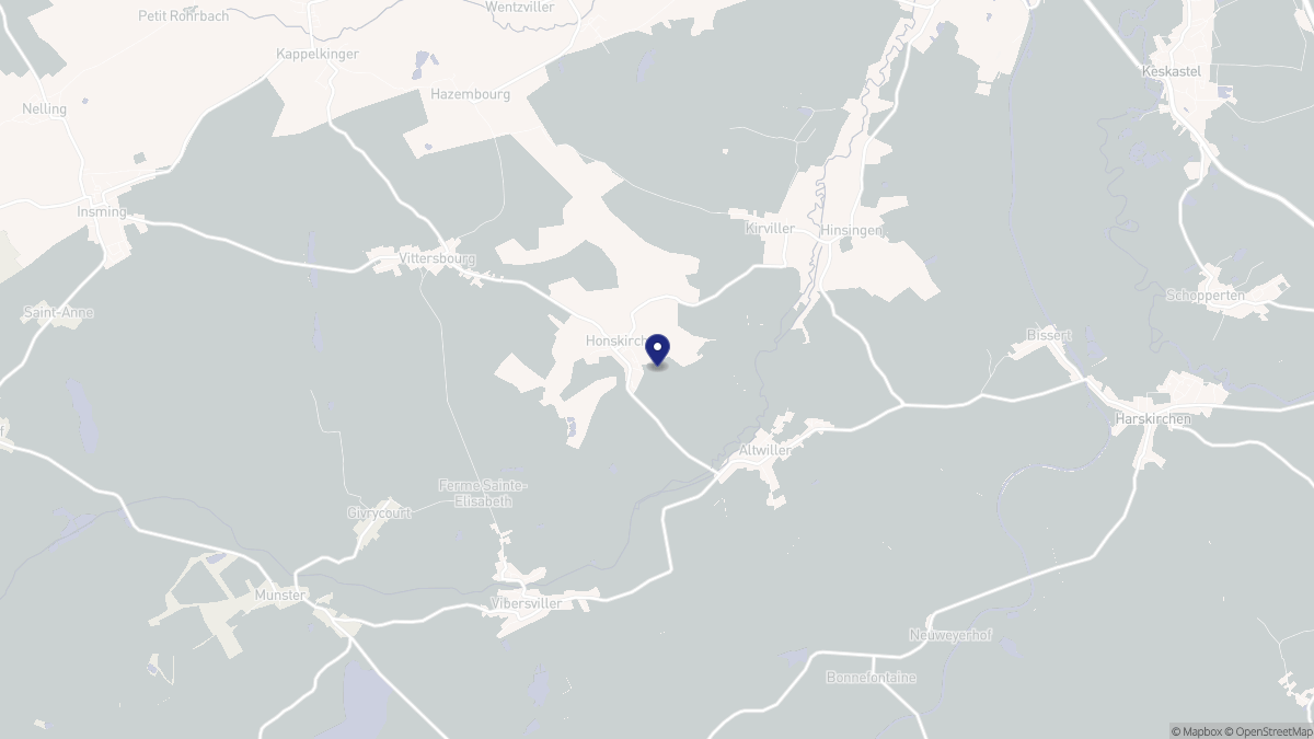 Aperçu cartographique de Honskirch, centré sur la commune