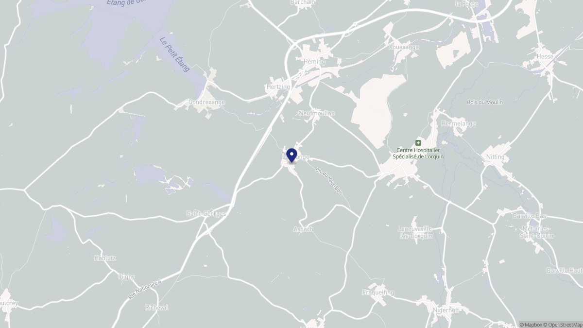 Aperçu cartographique de Landange, centré sur la commune