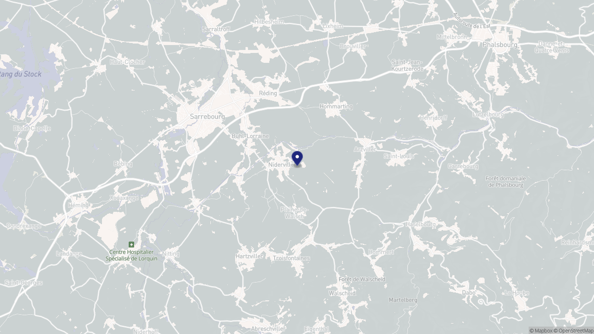 Aperçu cartographique de Niderviller, centré sur la commune