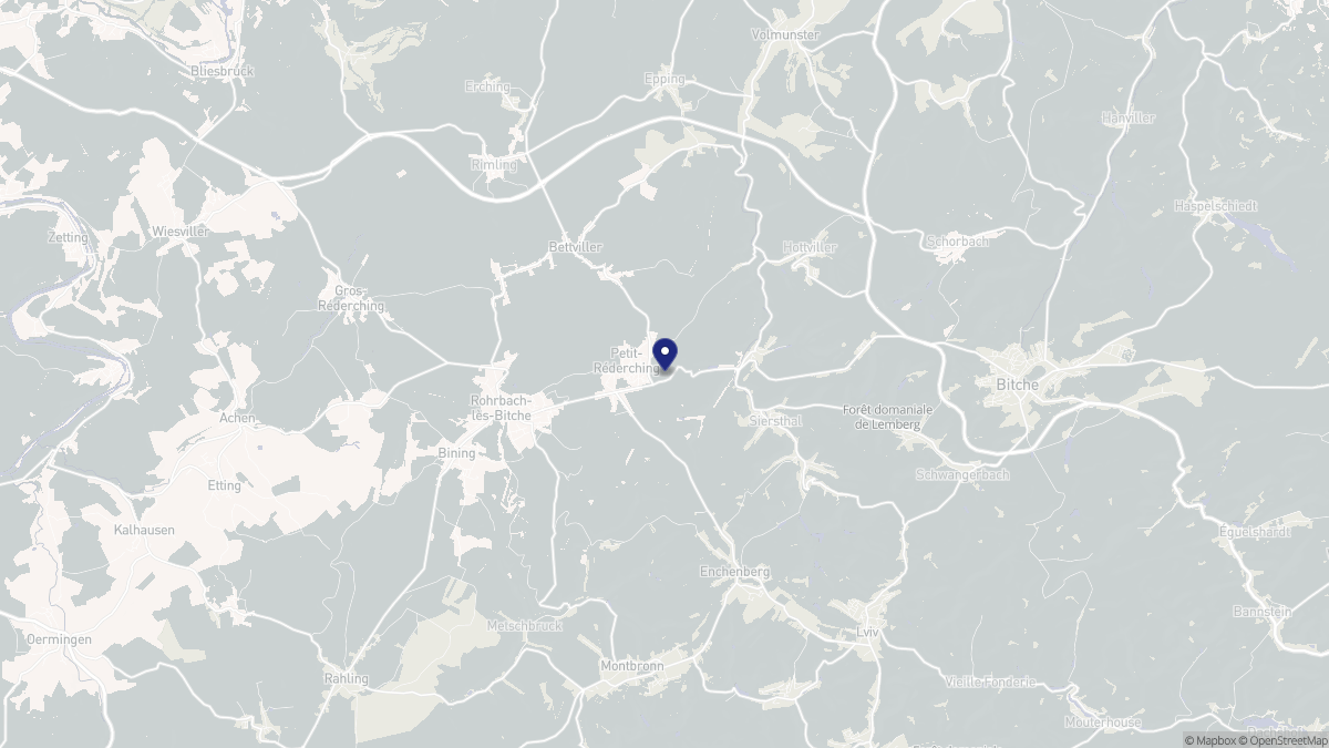Aperçu cartographique de Petit-Réderching, centré sur la commune