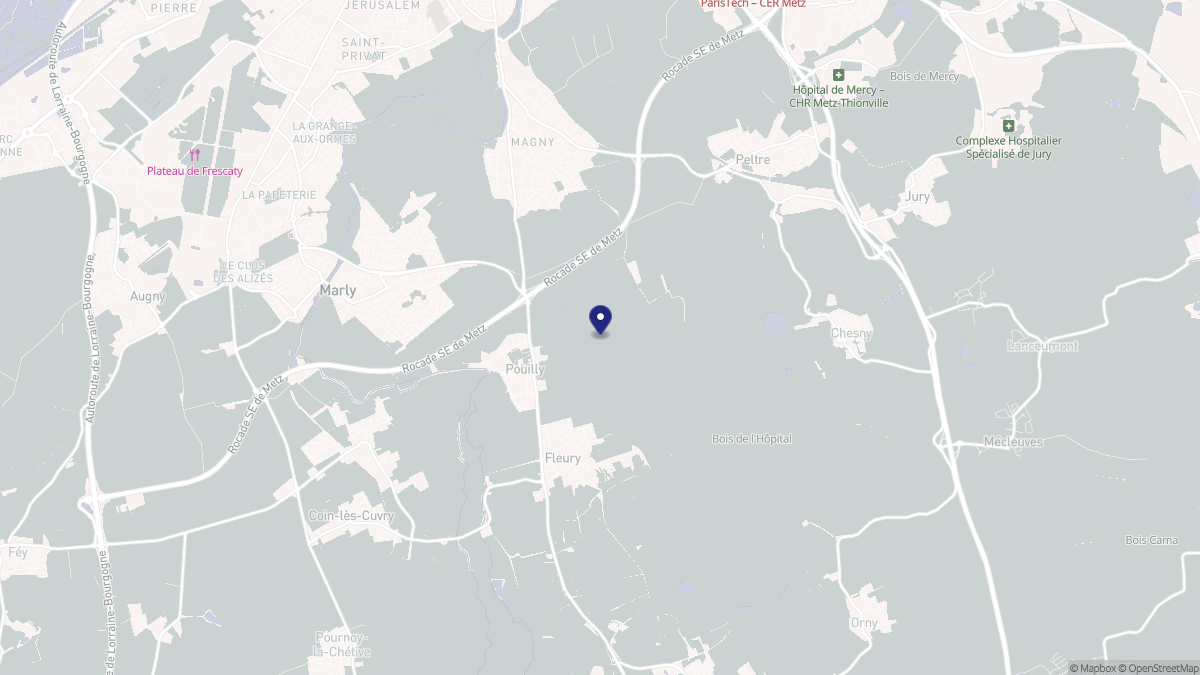 Aperçu cartographique de Pouilly, centré sur la commune