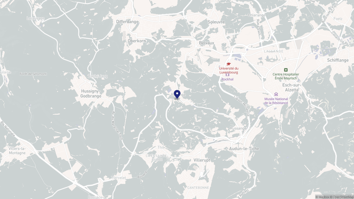Aperçu cartographique de Rédange, centré sur la commune