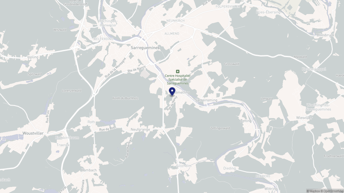 Aperçu cartographique de Rémelfing, centré sur la commune