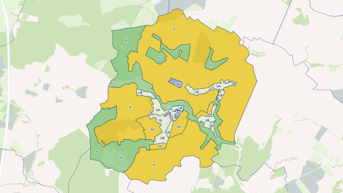 Aperçu cartographique de Roussy-le-Village, centré sur la commune