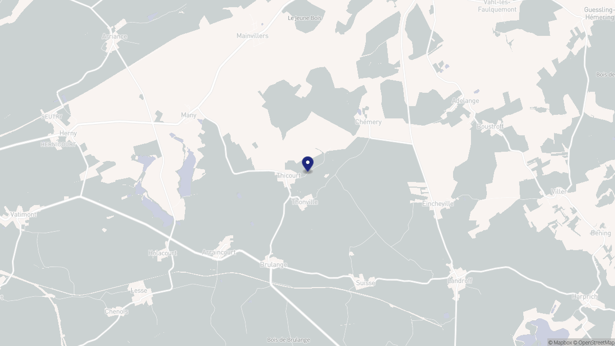 Aperçu cartographique de Thicourt, centré sur la commune