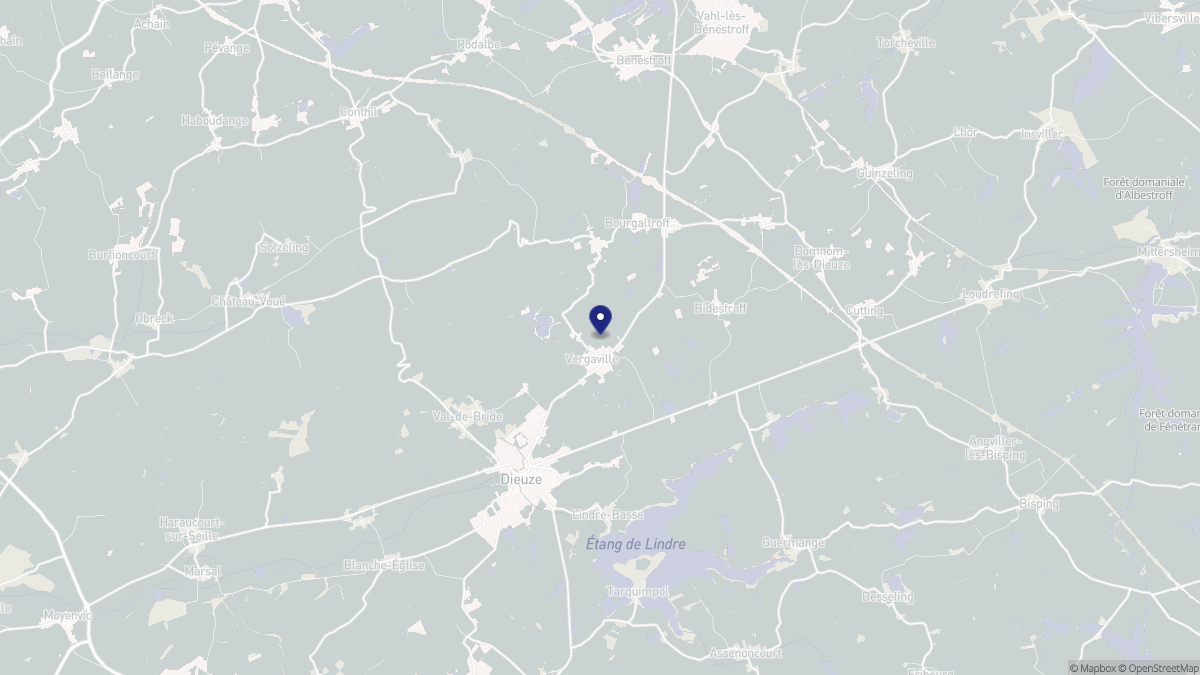 Aperçu cartographique de Vergaville, centré sur la commune