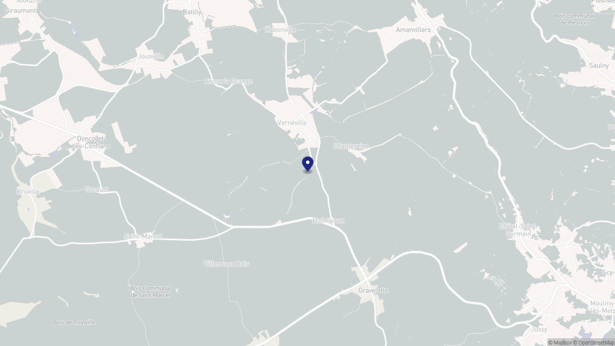 Aperçu cartographique de Vernéville, centré sur la commune