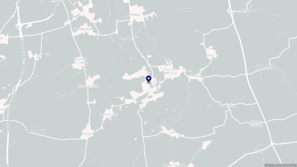 Aperçu cartographique de Verny, centré sur la commune