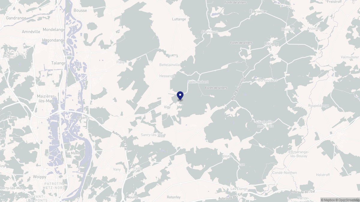 Aperçu cartographique de Vigy, centré sur la commune