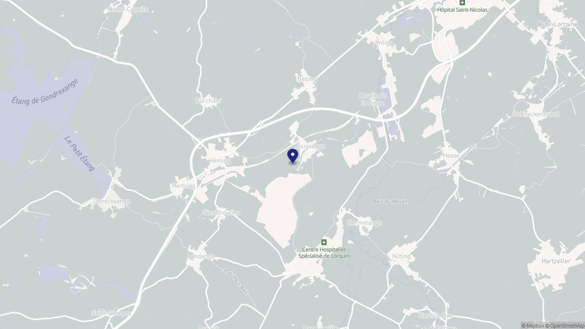 Aperçu cartographique de Xouaxange, centré sur la commune
