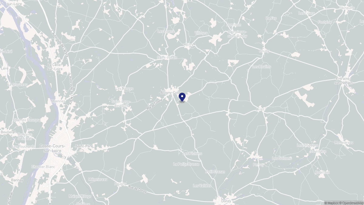 Aperçu cartographique de Alligny-Cosne, centré sur la commune
