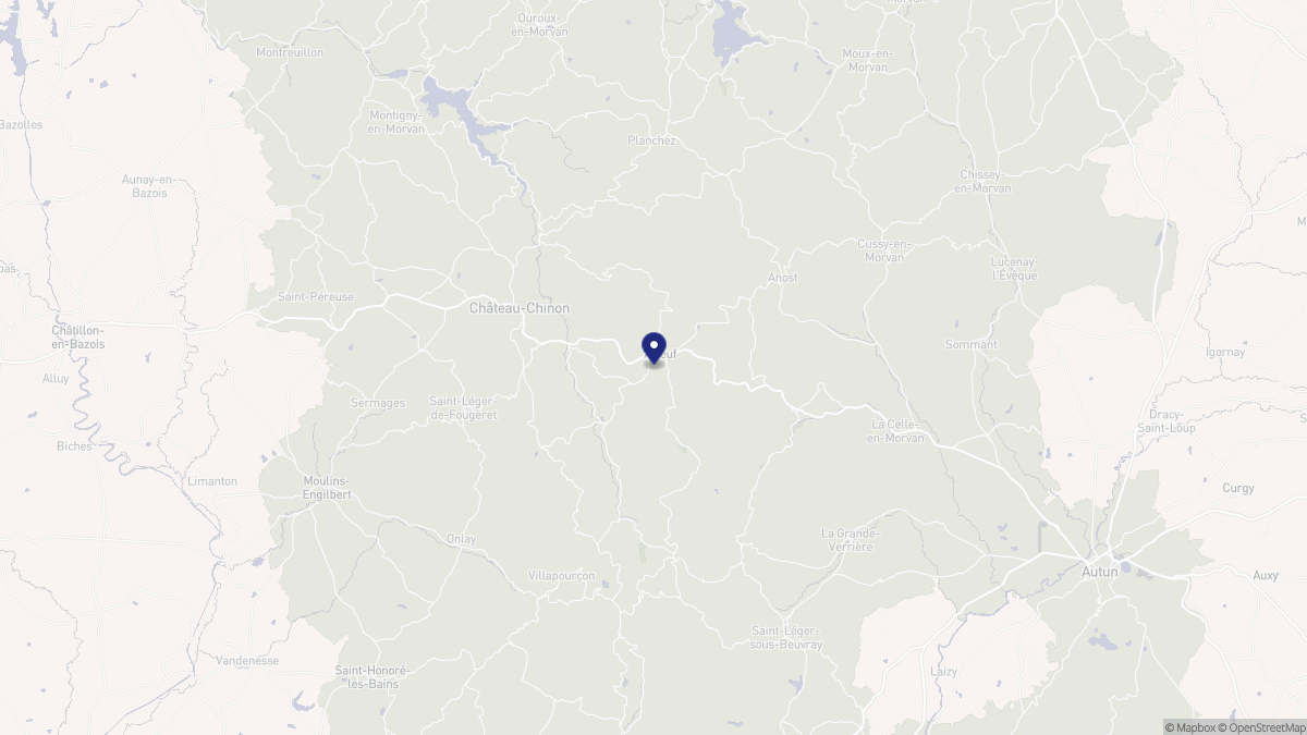 Aperçu cartographique de Arleuf, centré sur la commune