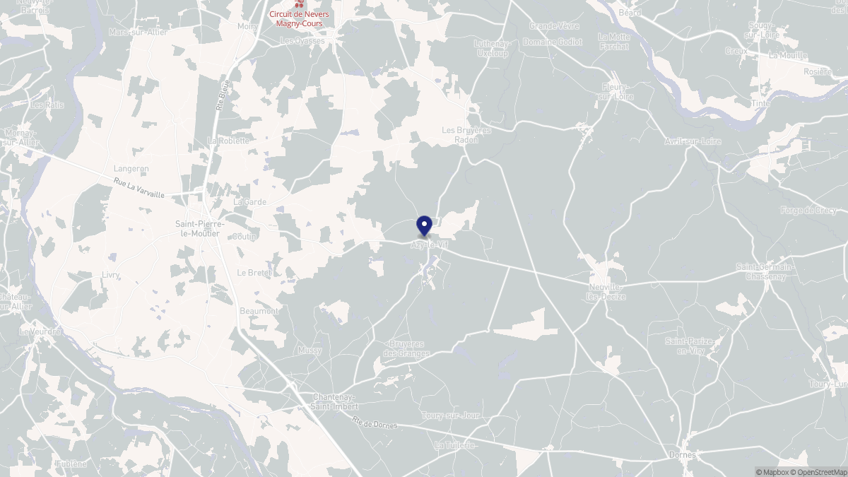 Aperçu cartographique de Azy-le-Vif, centré sur la commune