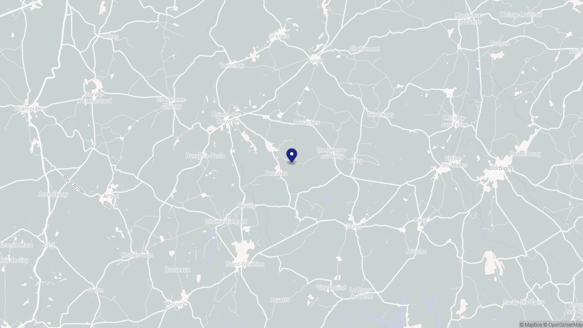 Aperçu cartographique de Beaulieu, centré sur la commune