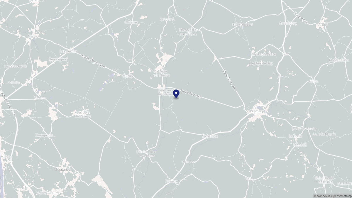 Aperçu cartographique de Beaumont-la-Ferrière, centré sur la commune